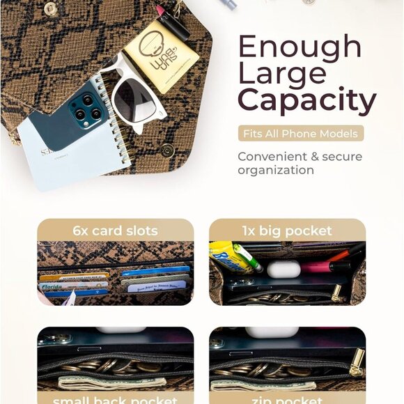 Evening Clutch Purses For Women - Elegant Envelope Clutch RFID Bag with Detachab - Picture 5 of 8